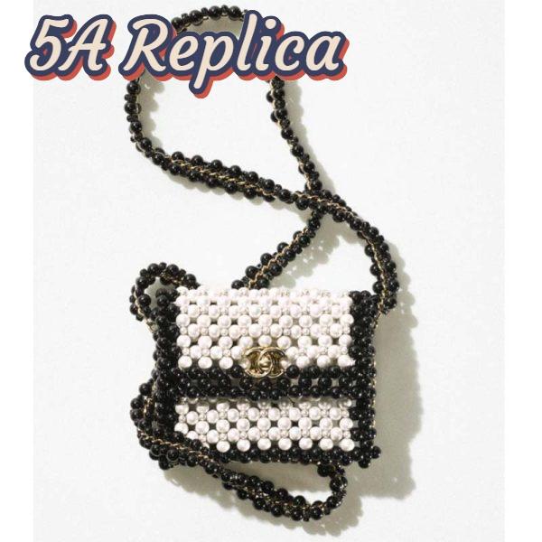 Replica Chanel Women CC Small Evening Bag Imitation Glass Pearls Gold-Tone Metal White