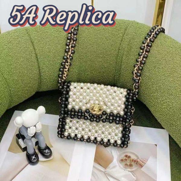 Replica Chanel Women CC Small Evening Bag Imitation Glass Pearls Gold-Tone Metal White 3