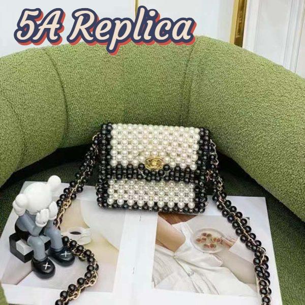 Replica Chanel Women CC Small Evening Bag Imitation Glass Pearls Gold-Tone Metal White 4