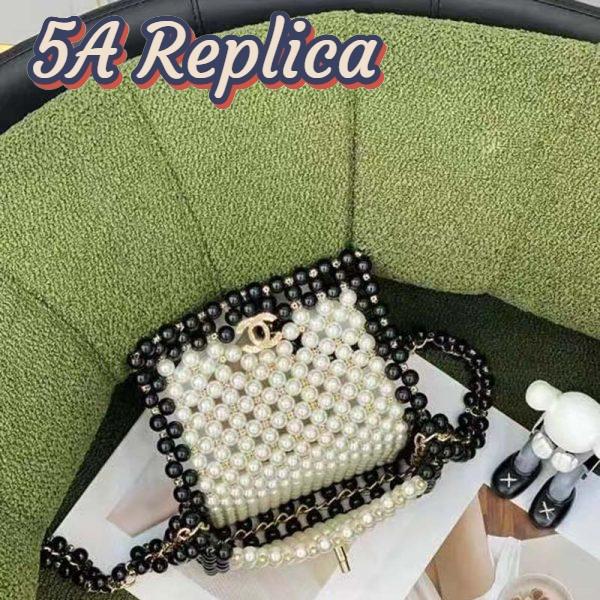 Replica Chanel Women CC Small Evening Bag Imitation Glass Pearls Gold-Tone Metal White 7
