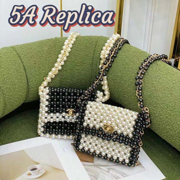 Replica Chanel Women CC Small Evening Bag Imitation Glass Pearls Gold-Tone Metal White 10