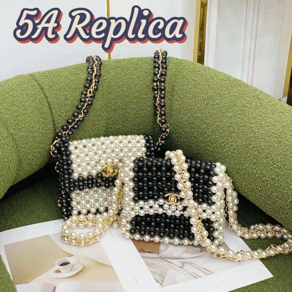 Replica Chanel Women CC Small Evening Bag Imitation Glass Pearls Gold-Tone Metal White 12
