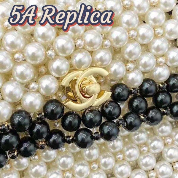 Replica Chanel Women CC Small Evening Bag Imitation Glass Pearls Gold-Tone Metal White 13