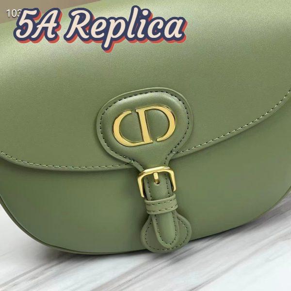 Replica Dior Women Medium Dior Bobby Bag Cedar Green Box Calfskin Flap Closure 9