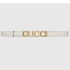 Replica Gucci Unisex Buckle Thin Belt White Leather Gold-Toned Hardware 2 CM Width
