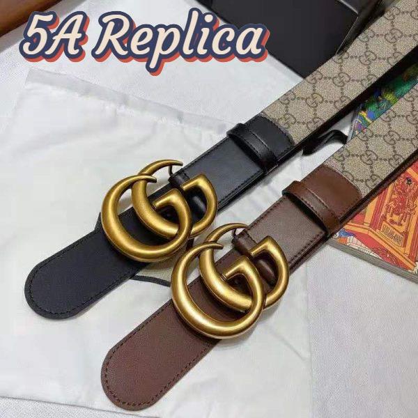 Replica Gucci Unisex GG Belt with Double G Buckle 4 cm Width GG Supreme Brown Leather 8