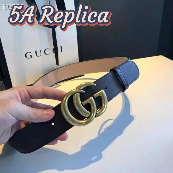 Replica Gucci Unisex GG Belt with Double G Buckle Beige/Ebony GG Supreme Black Leather 6