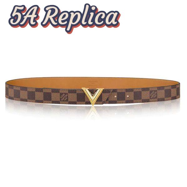 Replica Louis Vuitton LV Unisex Essential V 30mm Belt in Damier Ebene Canvas and Calf Leather
