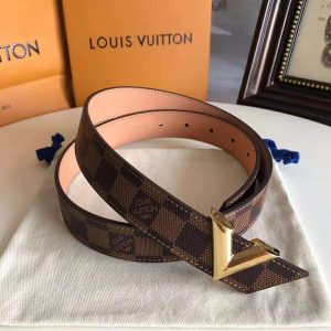 Replica Louis Vuitton LV Unisex Essential V 30mm Belt in Damier Ebene Canvas and Calf Leather 2