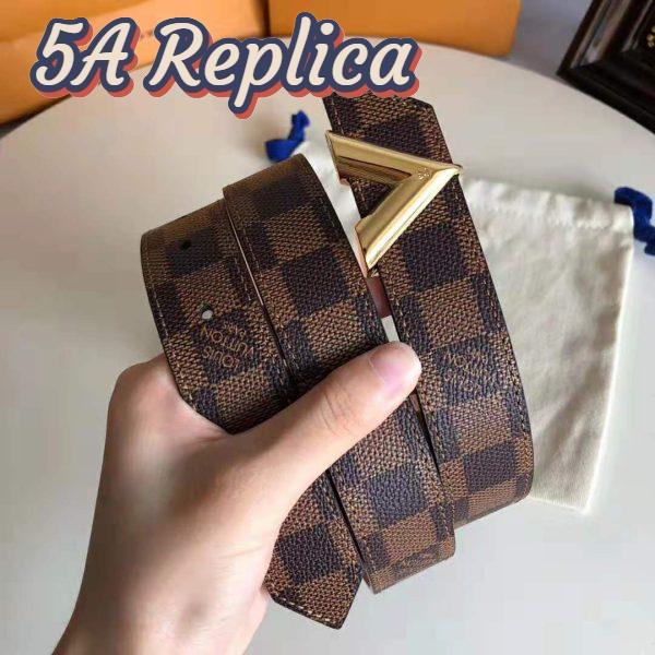 Replica Louis Vuitton LV Unisex Essential V 30mm Belt in Damier Ebene Canvas and Calf Leather 6