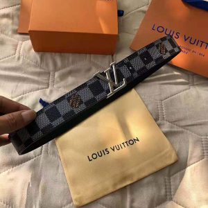 Replica Louis Vuitton LV Unisex LV Initiales 30mm Reversible Belt in Damier Canvas-Grey 2