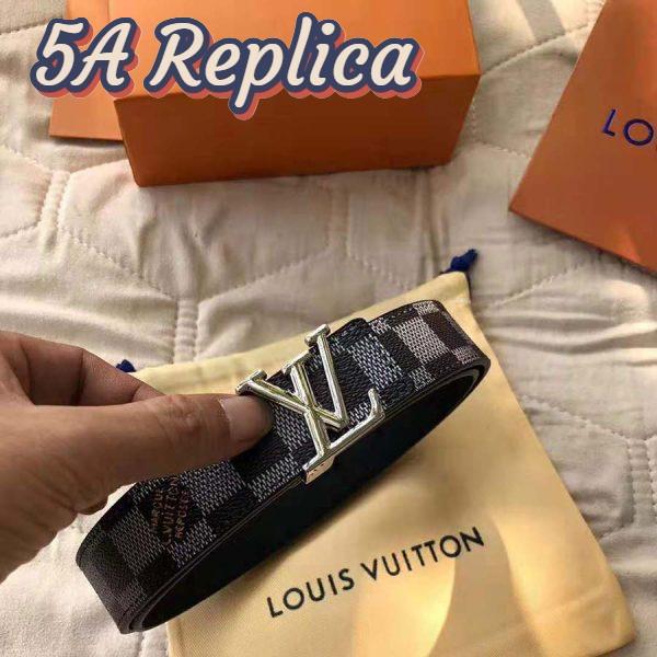 Replica Louis Vuitton LV Unisex LV Initiales 30mm Reversible Belt in Damier Canvas-Grey 3