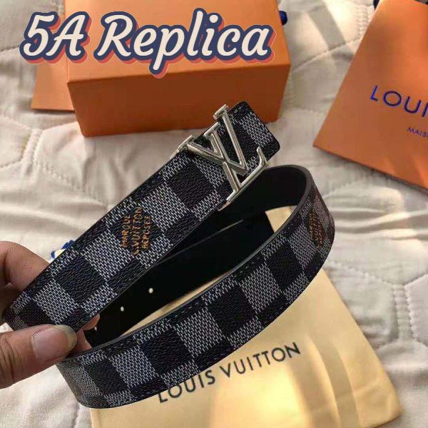 Replica Louis Vuitton LV Unisex LV Initiales 30mm Reversible Belt in Damier Canvas-Grey 4