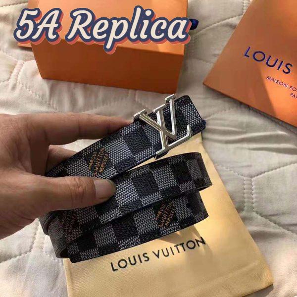Replica Louis Vuitton LV Unisex LV Initiales 30mm Reversible Belt in Damier Canvas-Grey 5