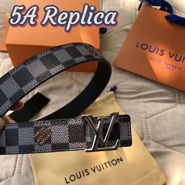 Replica Louis Vuitton LV Unisex LV Initiales 30mm Reversible Belt in Damier Canvas-Grey 6