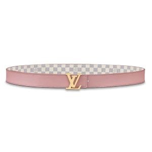 Replica Louis Vuitton LV Unisex LV Initiales 30mm Reversible Belt in Damier Canvas-Pink