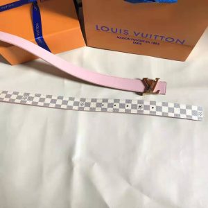 Replica Louis Vuitton LV Unisex LV Initiales 30mm Reversible Belt in Damier Canvas-Pink 2