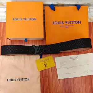 Replica Louis Vuitton LV Unisex LV Initiales 40mm Belt in Suede Calf Leather-Black 2