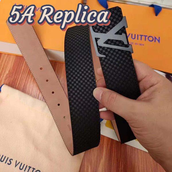 Replica Louis Vuitton LV Unisex LV Initiales 40mm Belt in Suede Calf Leather-Black 4