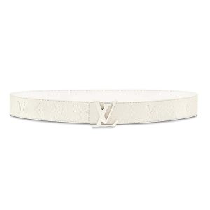 Replica Louis Vuitton LV Unisex LV Shape 40mm Belt in Embossed White Taurillon Leather
