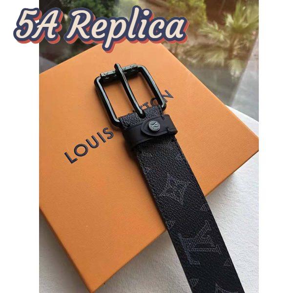 Replica Louis Vuitton LV Unisex Voyager 35mm Belt in Monogram Eclipse Canvas 9