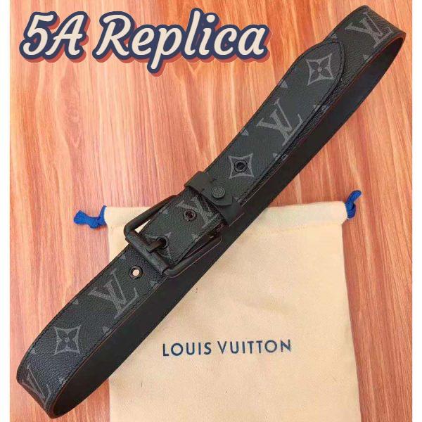 Replica Louis Vuitton LV Unisex Voyager 35mm Belt in Monogram Eclipse Canvas-Grey 2