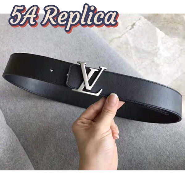 Replica Louis Vuitton Men LV Initiales 40mm Reversible Belt in Calf Leather-Black 2