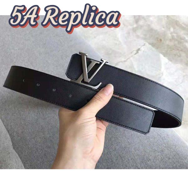 Replica Louis Vuitton Men LV Initiales 40mm Reversible Belt in Calf Leather-Black 7