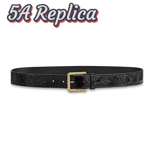Replica Louis Vuitton LV Unisex Daily LV 30mm Belt in Monogram Vernis Calf Leather-Black