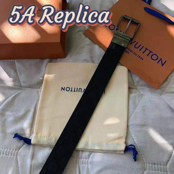 Replica Louis Vuitton LV Unisex Damier Print 40mm Reversible Belt in Damier Canvas-Blue 7