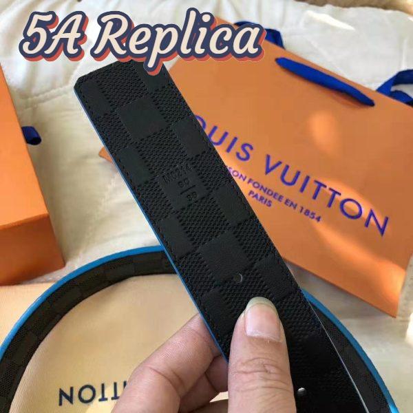 Replica Louis Vuitton LV Unisex Damier Print 40mm Reversible Belt in Damier Canvas-Blue 9