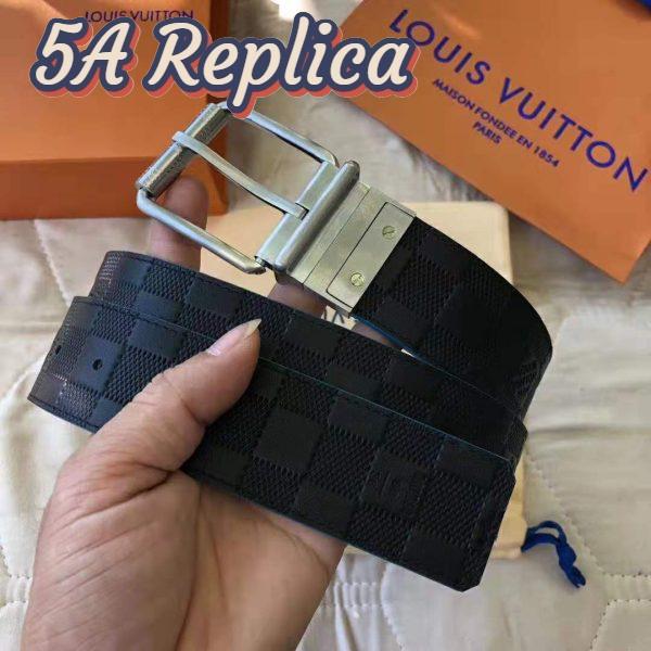 Replica Louis Vuitton LV Unisex Damier Print 40mm Reversible Belt in Damier Canvas-Blue 11