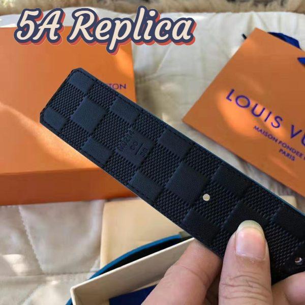 Replica Louis Vuitton LV Unisex Damier Print 40mm Reversible Belt in Damier Canvas-Blue 15
