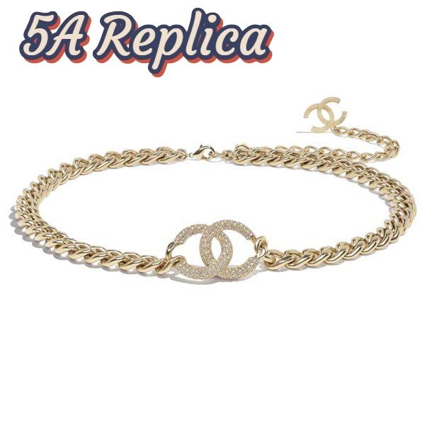 Replica Chanel Women Belt Metal & Strass Gold & Crystal