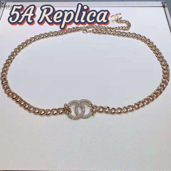 Replica Chanel Women Belt Metal & Strass Gold & Crystal 4