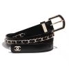 Replica Chanel Women Calfskin & Gold Metal & Strass & Pearls Belt-Black 16