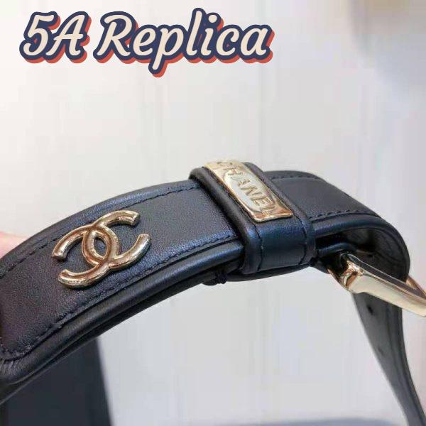 Replica Chanel Women Calfskin & Gold Metal & Belt 3 cm Width-Black 10