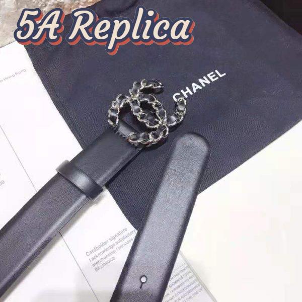 Replica Chanel Women Calfskin & Gold-Tone Metal Black Belt 3 cm Width 4