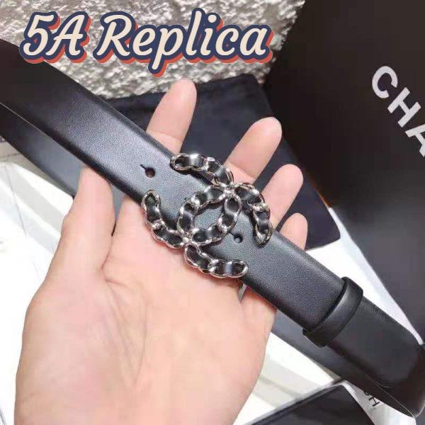 Replica Chanel Women Calfskin & Gold-Tone Metal Black Belt 3 cm Width 6