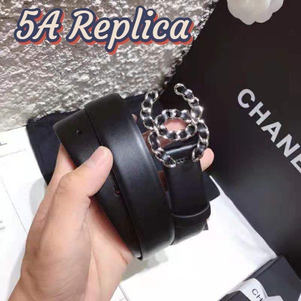 Replica Chanel Women Calfskin & Gold-Tone Metal Black Belt 3 cm Width 7