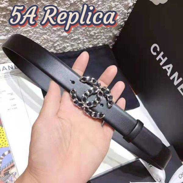Replica Chanel Women Calfskin & Gold-Tone Metal Black Belt 3 cm Width 8
