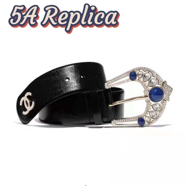 Replica Chanel Women Calfskin & Gold-Tone Metal Belt