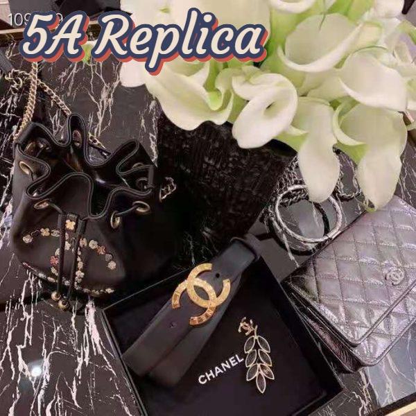 Replica Chanel Women Calfskin & Gold-Tone Metal Black Belt 5
