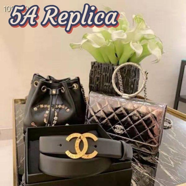 Replica Chanel Women Calfskin & Gold-Tone Metal Black Belt 6