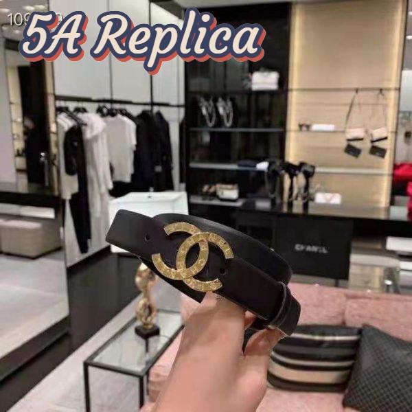 Replica Chanel Women Calfskin & Gold-Tone Metal Black Belt 9