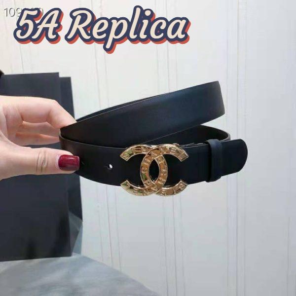 Replica Chanel Women Calfskin & Gold-Tone Metal Black Belt 11