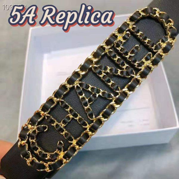 Replica Chanel Women Calfskin Gold-Tone Metal & Lambskin Belt-Black 8