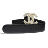 Replica Chanel Women Calfskin Gold-Tone Metal & Strass Belt-Black
