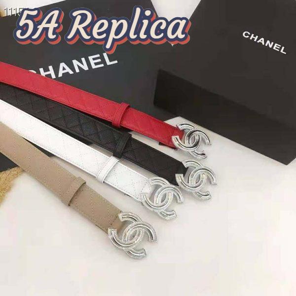 Replica Chanel Women Calfskin Gold-Tone Metal & Strass Belt-Black 9
