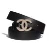 Replica Chanel Women Calfskin Gold-Tone Metal Glass Pearls & Strass Black Belt 21